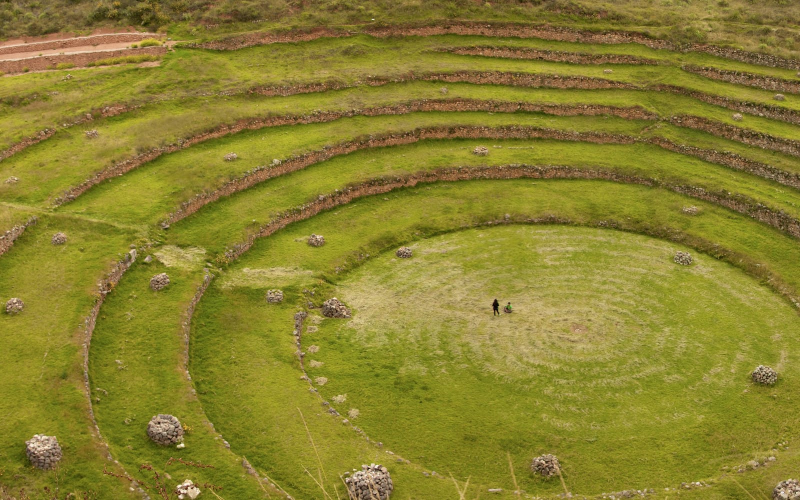 The concentric circular terraces of Moray sunk into the Andean plateau