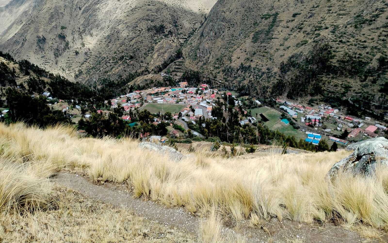 The high Patacancha valley with terraced fields above Ollantaytambo
