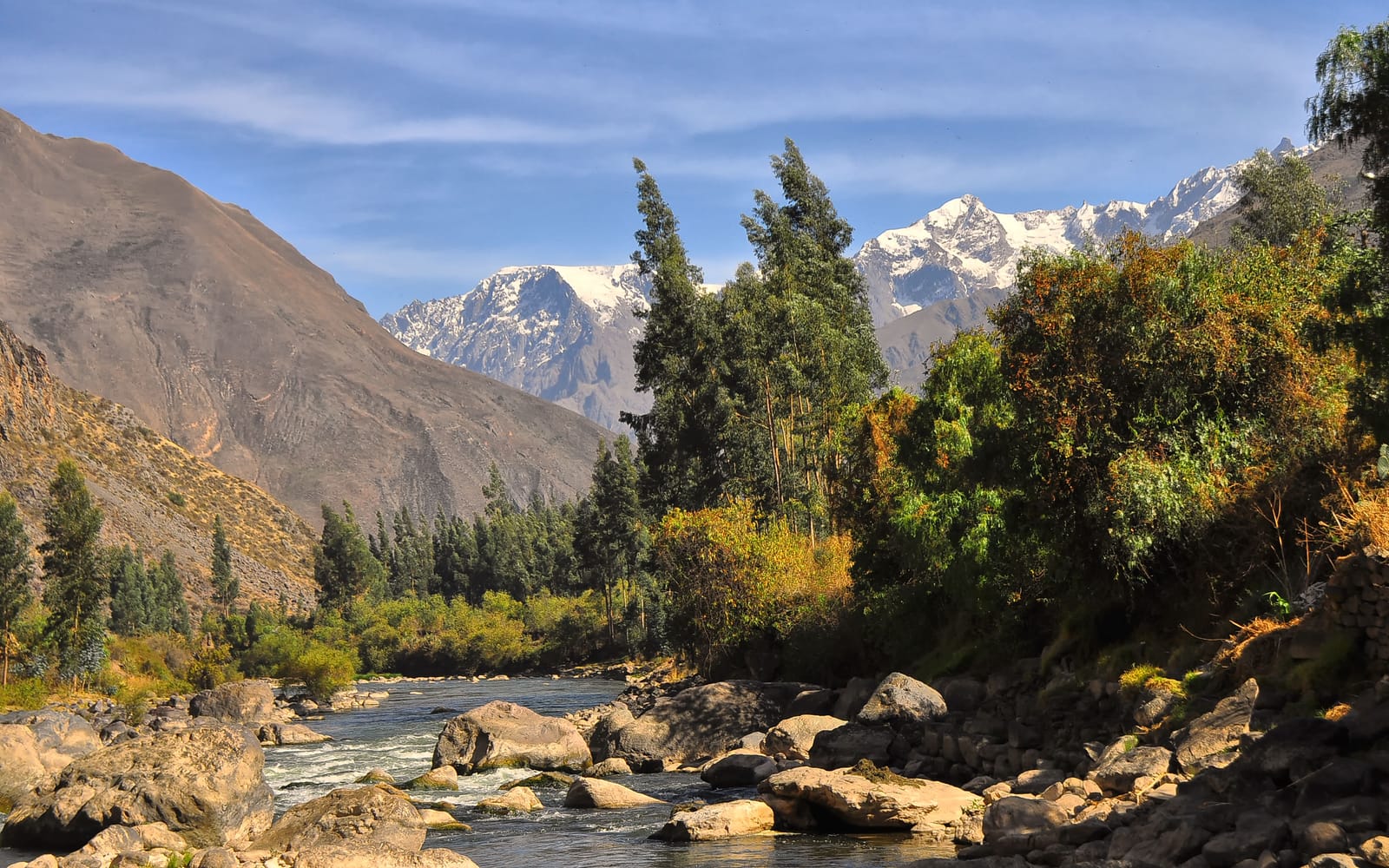 The Urubamba river running through the steep cloud forest below Machu Picchu