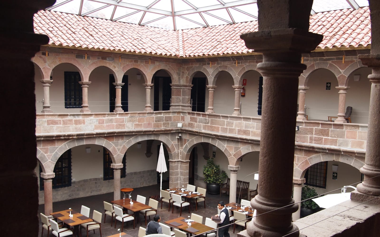 Colonial arcades on the Plaza de Armas in Cusco