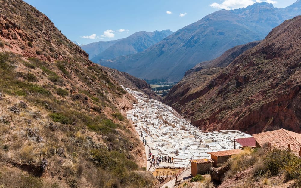 The white terraced salt pools of Salineras de Maras