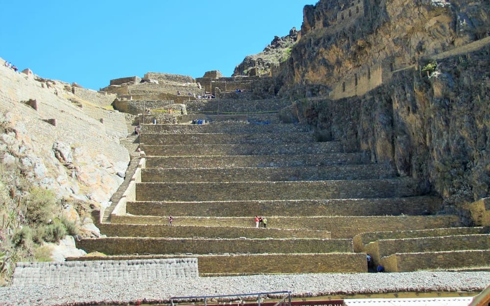 Massive fitted Inca stonework on the terraces of Ollantaytambo